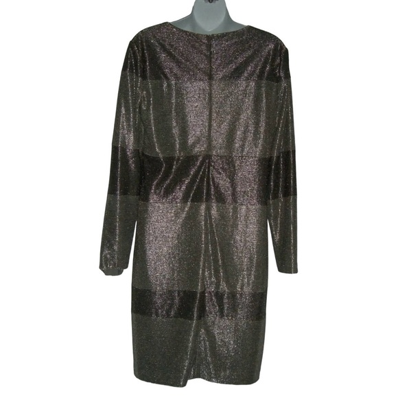 Lauren Ralph Lauren Dress Metallic Silver Gold Iridescent Shiny Holiday Sheath - Picture 4 of 12